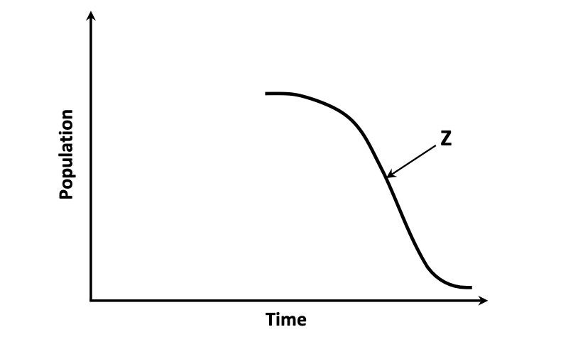 Microorganism growth curve — high plateau then decline marked Z, with empty area at start to be drawn